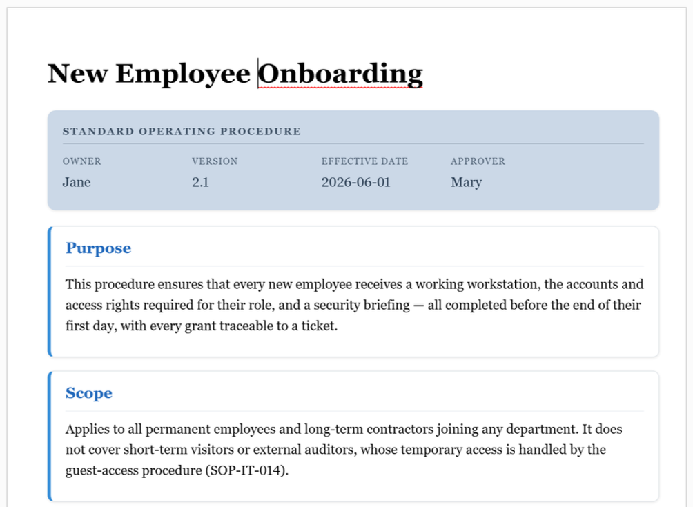 Styled SOP document in Web Author